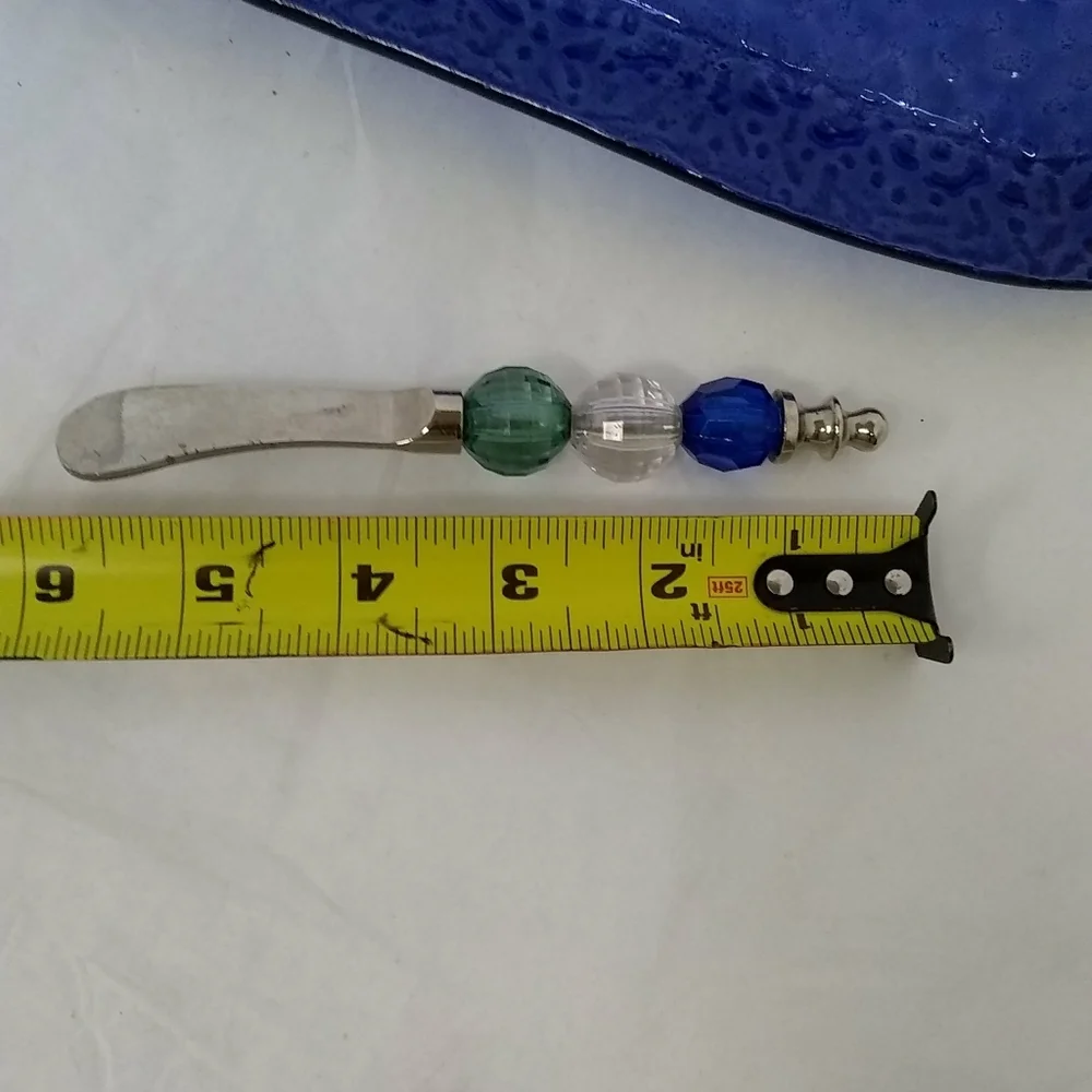 CYPRESS Server Cobalt Blue Glass Oval Platter  with Gemstone Spreader